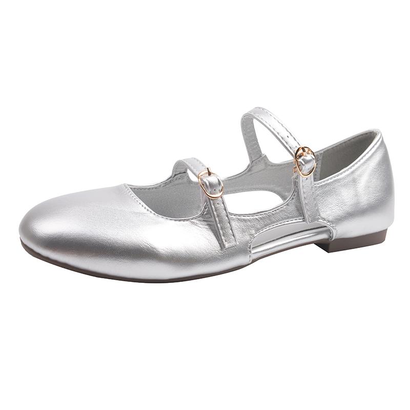 

Fashion One Buckle Mary Jane Flat Single Shoes Women s Round Toe Shallow Mouth Metal Buckle Cutout Breathable Low Heel Shoes 40