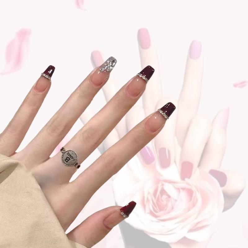 Nail Handcrafted Wearing Cherry Red  Art Highgrade Fashionable Popular Trend