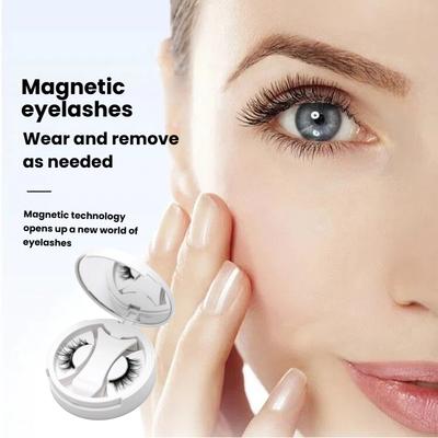 Magnetic False Eyelashes with Integrated Storage Box, European and American Style, Dense and Natural Eyelashes, 10 Styles Available