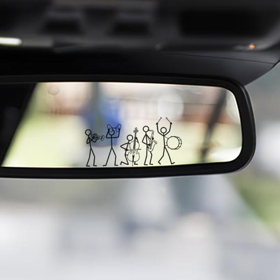 Yousheng The Stick Figure Band Rearview Mirror Decal, Simple PVC Car Rearview Mirror Stickers, Self Adhesive Stickers for Car Window Fuel Tank Cover