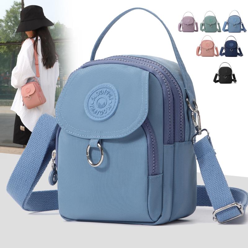Fashionable Women's Phone Bag with Adjustable Shoulder Straps and Multiple Zippers - Lightweight, Durable, and Portable - Minima