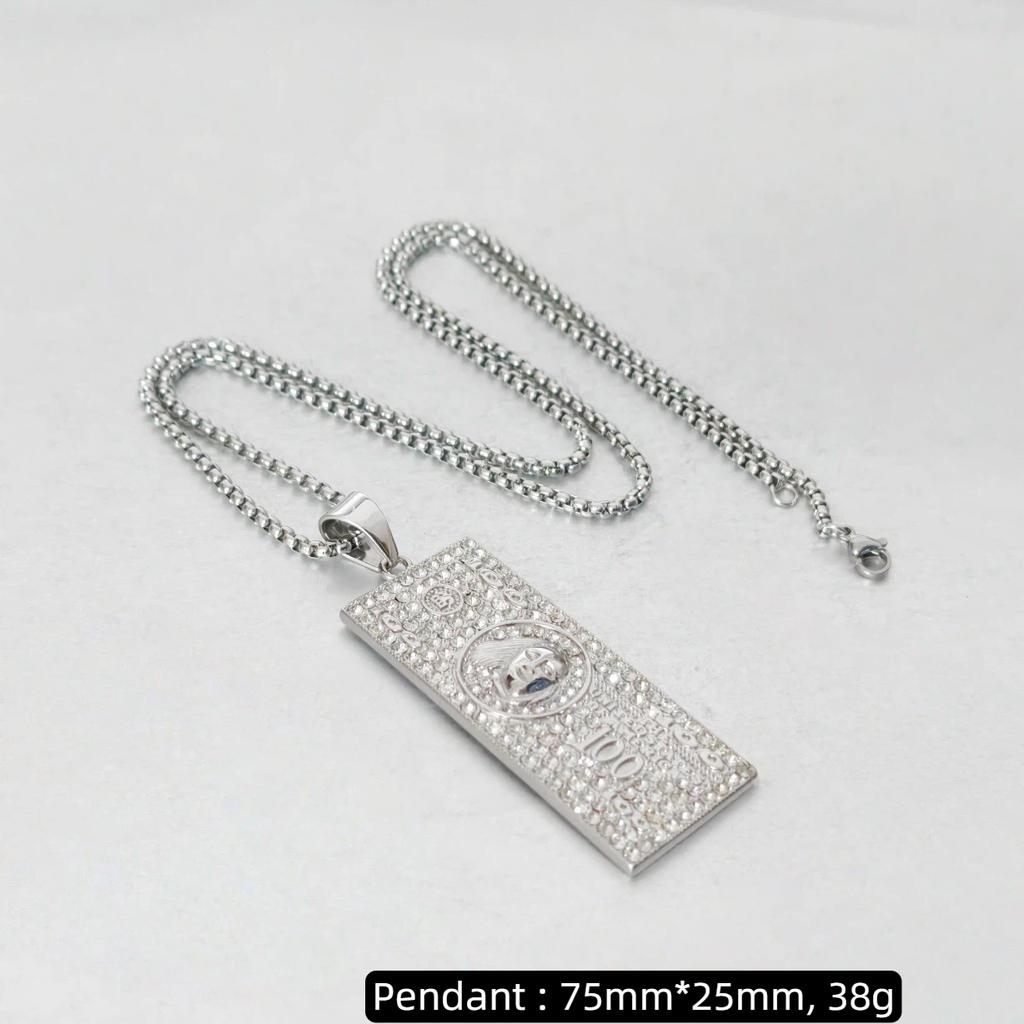 Hip Hop Iced Out Bling Dollarzeichen Anhänger Goldfarbe Edelstahl Rapper Geld Halskette Für Männer Frauen Hippie Schmuck Geschenk