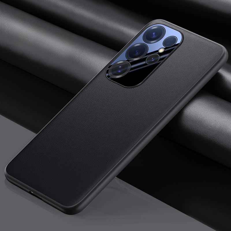 Pu Leather Soft Edged Silicone Phone Case for Samsung for Galaxy S25 Plus S25 Ultra Camera Protection Shockproof Cover