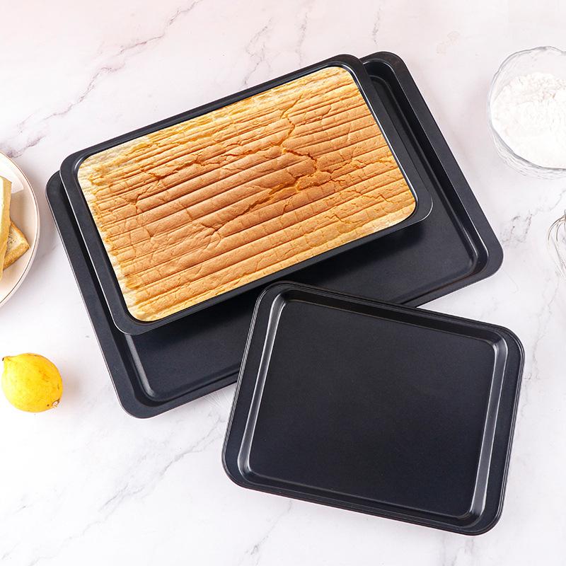 Stainless Steel Shallow Baking Pastry Tray Non-Stick Bread Cake Loaf Rectangle Pan BBQ Plate for Fruit Food Dishes Bakeware