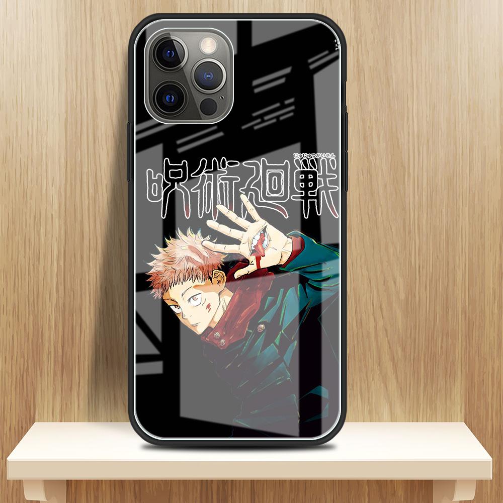 Tempered Glass Case Apple iPhone 13 12 Mini 11 Pro Max XR XS SE 2020 7 8 Plus 6 6S X Phone Cover Back Shell Anime Jujutsu Kaisen
