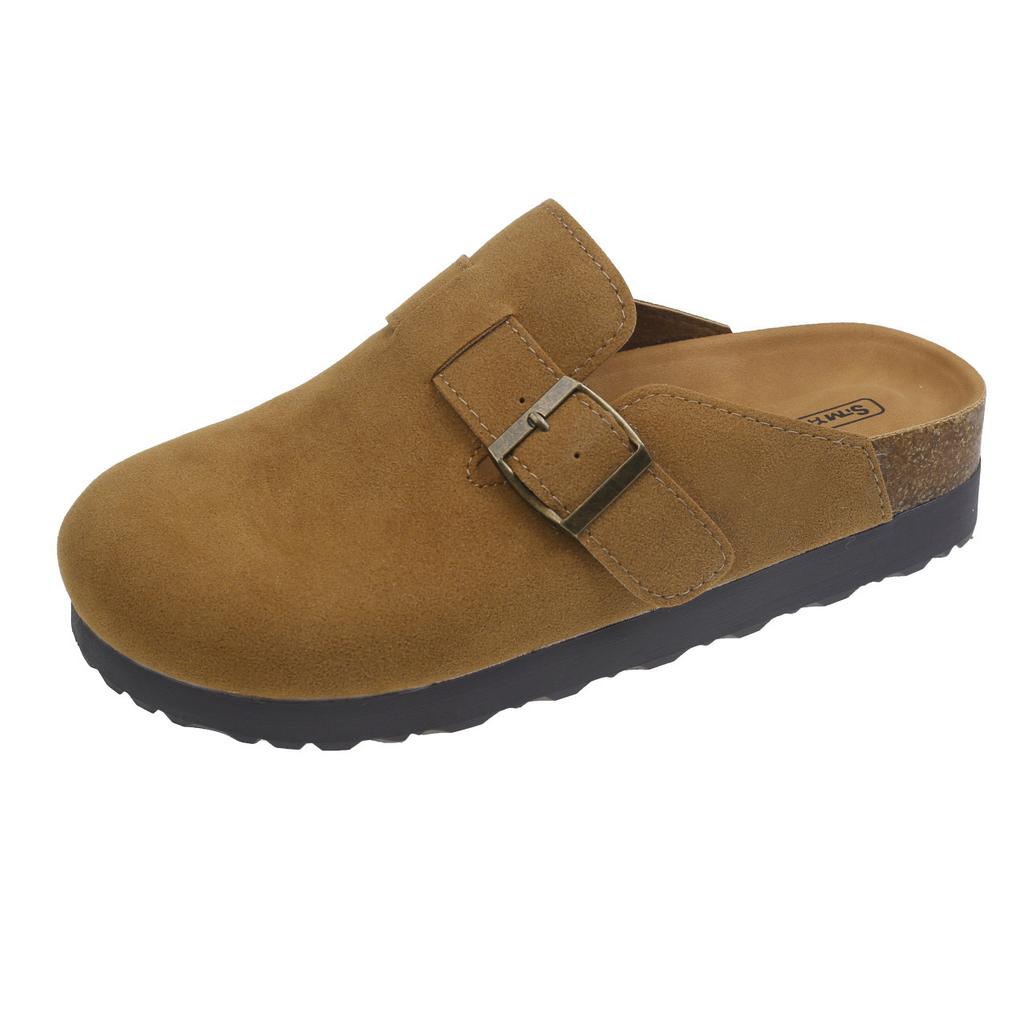 Internet celebrity outer wear versatile one-pedal Boken slippers women's 2025 spring new heightened thick-soled bag head Boken half slippers