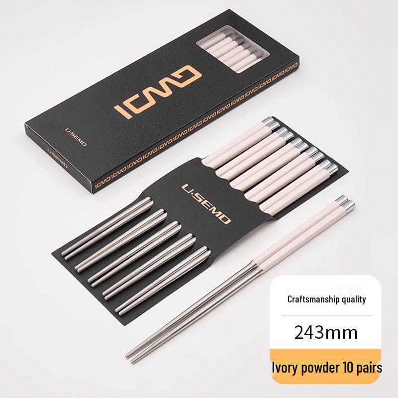High-Grade 304 Stainless Steel Chopsticks: Luxury, Durable, Mold-Resistant Tableware for Home, Hotel, or Restaurant Use