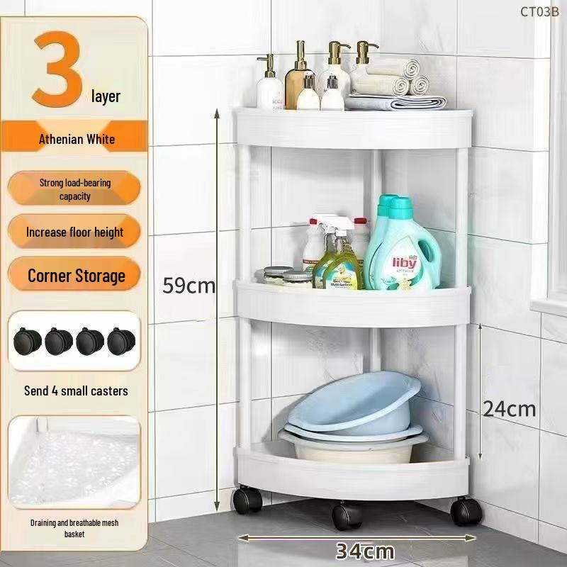Triangular Multi-Layer Corner Shelf for Bathroom, Kitchen, Bedroom, and Living Room Storage