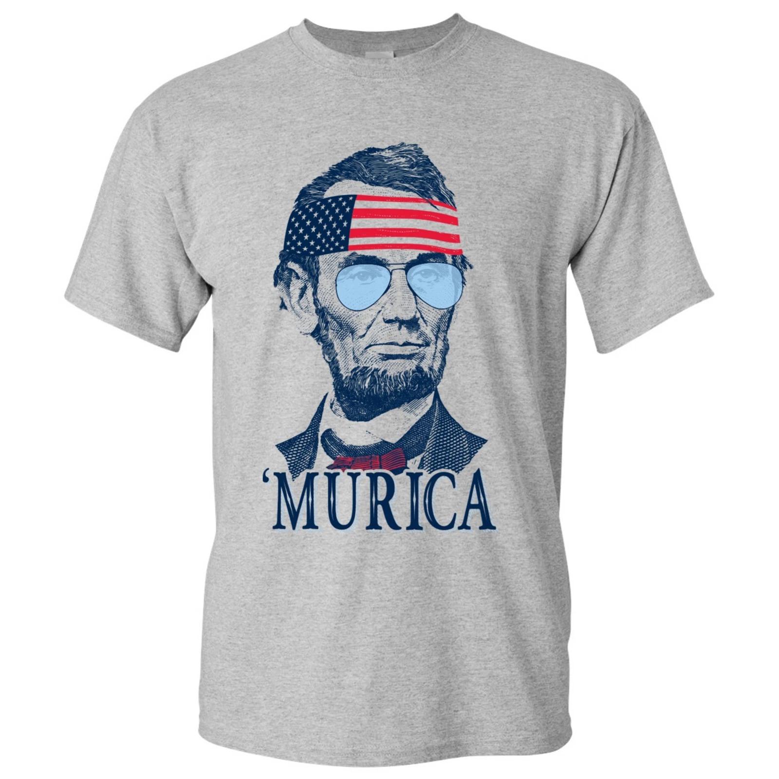 

Lincoln Murica - Funny Fourth of July Short Sleeve USA Unisex T-Shirt 3XL