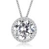 5CT Round Cut Double Halo Moissanite Pendant Necklace S925 Sterling Silver For Women