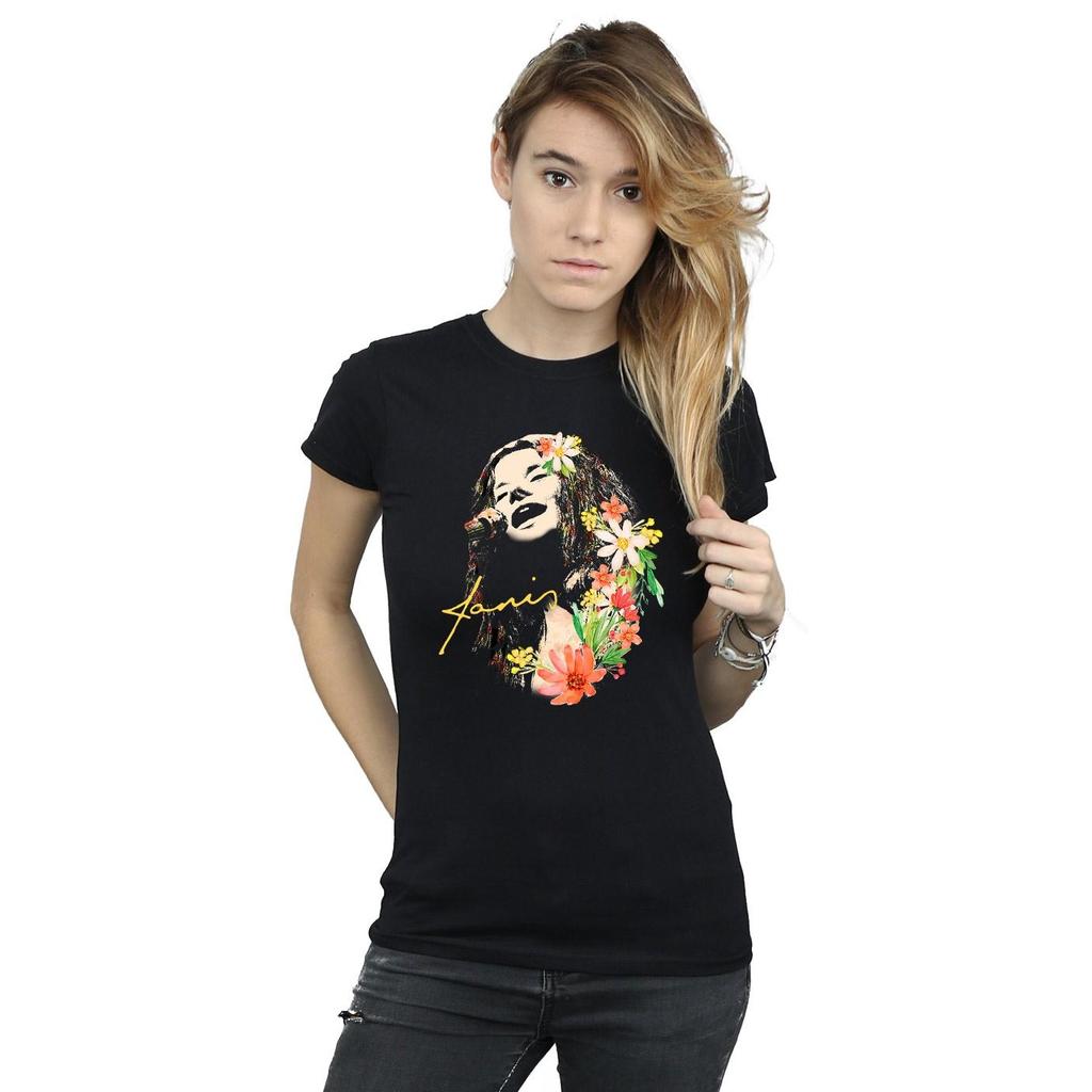 Janis Joplin Womens/Ladies Floral Pattern Cotton T-Shirt