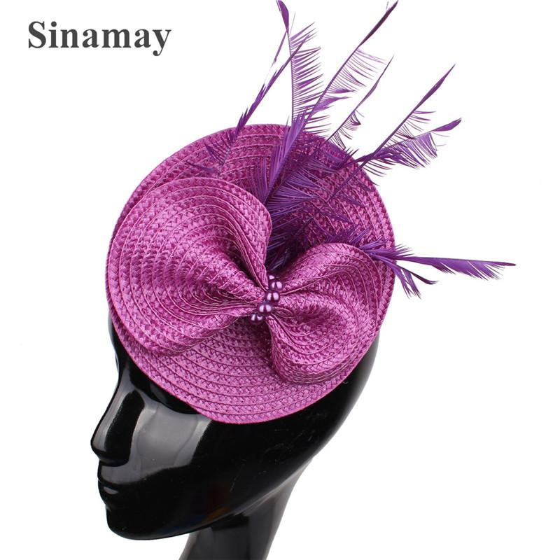 European And American Feather Headgear Popular Bridal Hair Accessories Banquet Photo Top Hat Pp Imitation Hemp Headgear
