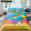 Kids Cartoon Ocean Animal King Queen Bedding Set Underwater World Duvet Cover Marine Life Quilt Cover Polyester Comforter Cover