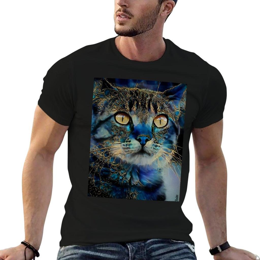 Edoo  cat - chat  cat  kitten  lea roche paintings T-Shirt t shirt personalised man t shirt gra