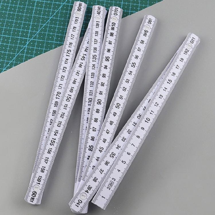 2Pcs Lightweight 2 Meter Foldable Ruler Plastic Measuring Ruler Teaching Aid for Professional & Person Measuring Tasks