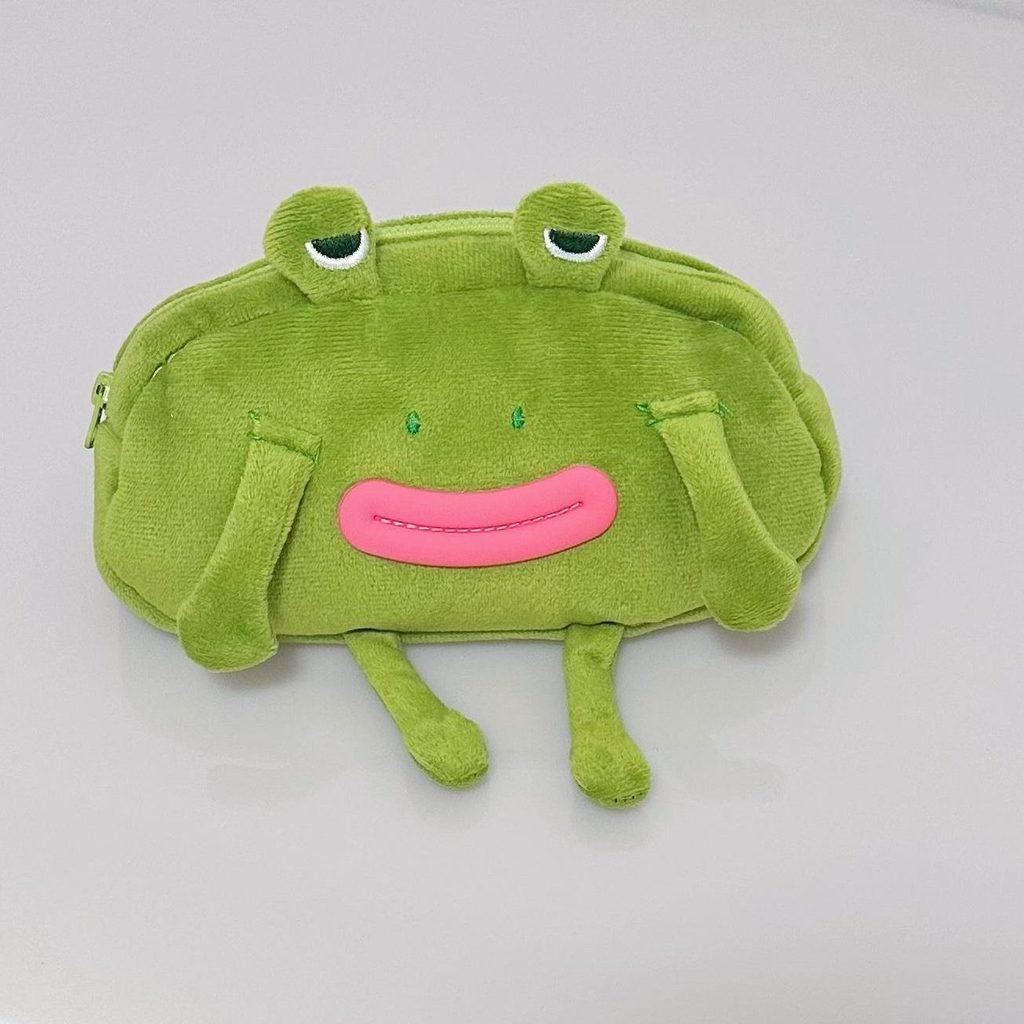 Fun Frog Plush Pencil Case With Large Capacity For Students And Desk Storage