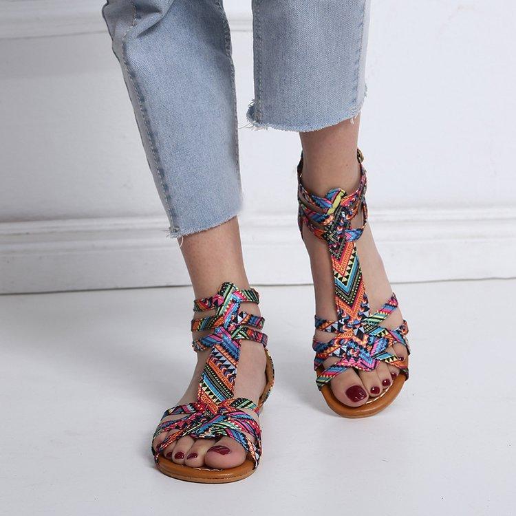 Sandali da Donna alla Moda Sandali Stile Nazionale Sandali Stile Bohemien Moda Donna Stile Piatto Scarpe Estive da Donna Scarpe Taglia Grande