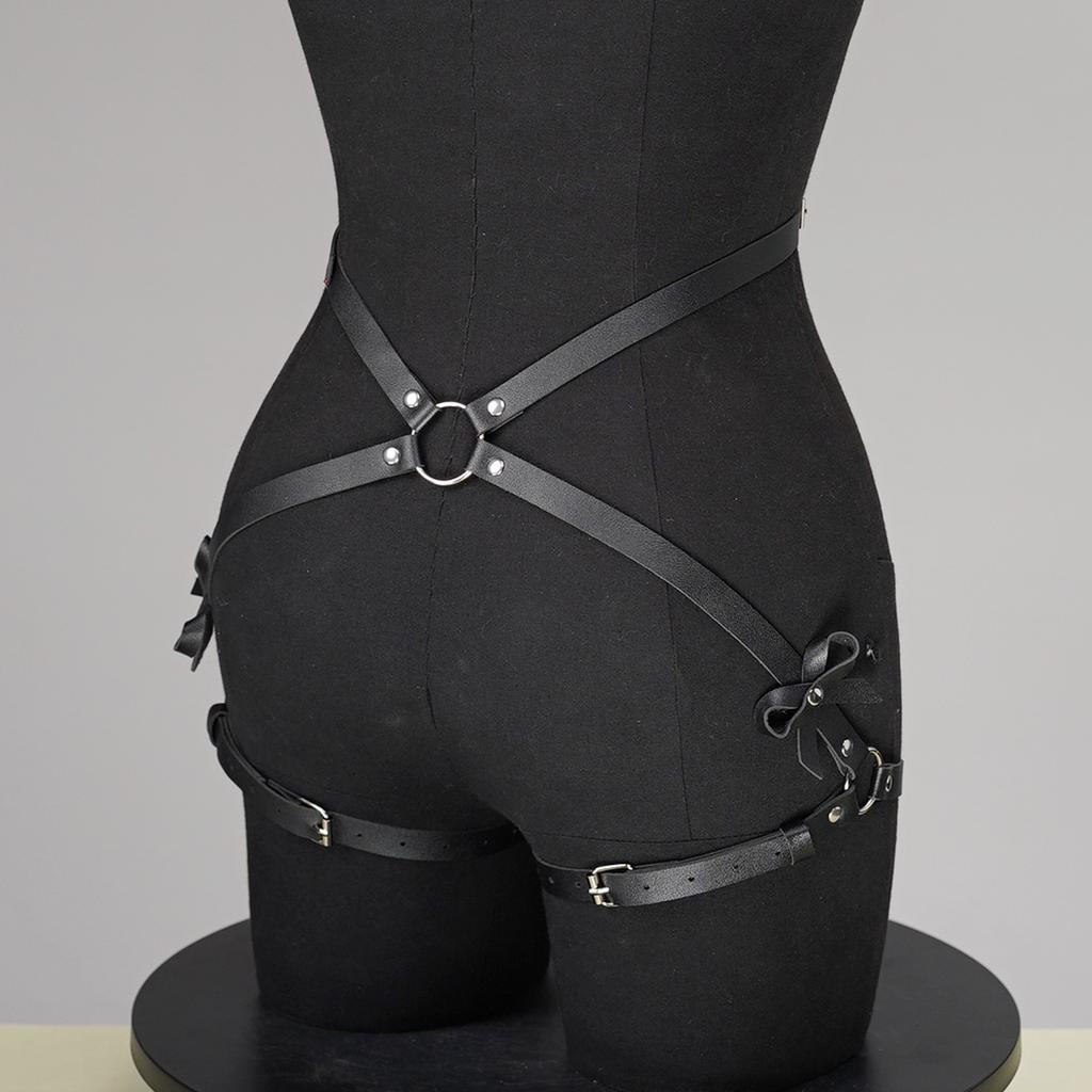 Women Sexy Thigh Garter Belt PU Leather Lingerie Bdms Bondage Lingerie Leg Harness Exotic Fetish Clothing Festival Rave Outfit