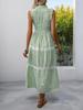 Summer 2026 Middle East High-End Lace Trim Patchwork Maxi Slip Dress with French Stripes