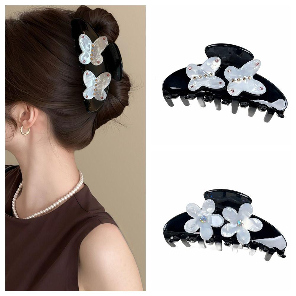 Flower Acetate Hair Crab Clip Headwear Large Shark Clip Sweet Butterfly Hair Claw  Female