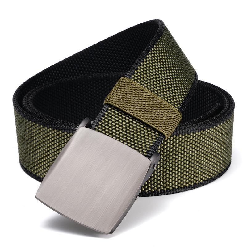 Men's Nylon Woven Canvas Belt with Automatic Buckle - Youth & Student Casual Tactical Belt