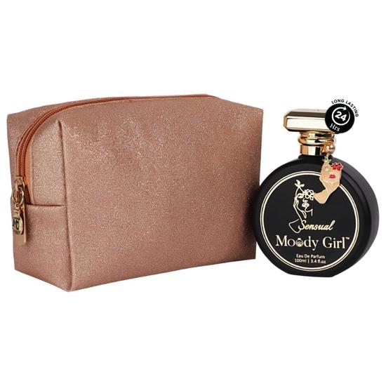 Moody Girl Luxury Perfume for Women I Sensual Perfume, 100 Ml with Chic Glitter Pouch Combo