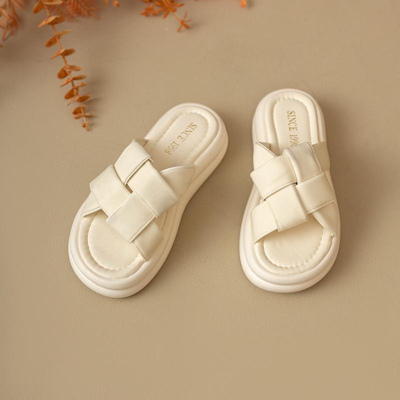 

2025 new cool slippers women s summer wear heightened thick-bottomed muffin design sense fashionable and versatile student one-word drag 41