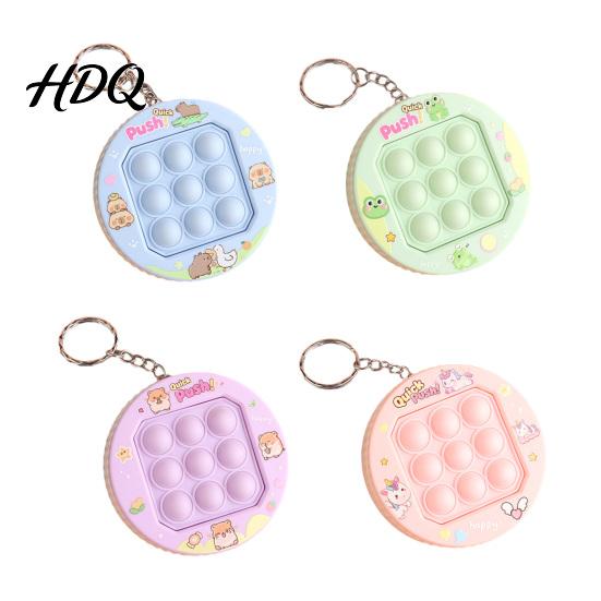 Stress Relief Keychain Push Bubble Game Console Mini Popping Fidget Toy Machine Backpack Bag Purse Charm Party Favors