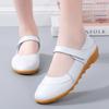 Spring New Korean Version Large-size Cowhide Women's Shoes Flat Casual Middle-aged and Old Mother's Shoes Velcro Single Shoes for Women