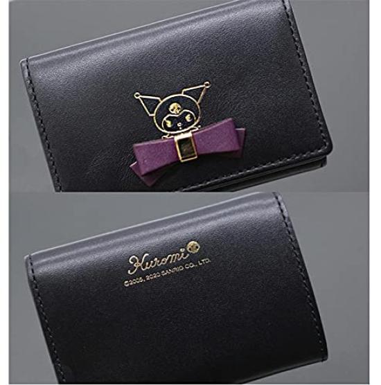 Sanrio Wallet Trifold Wallet Genuine Leather My Melody Kuromi 12191 [Sanrio] Women's (Kuromi Black)