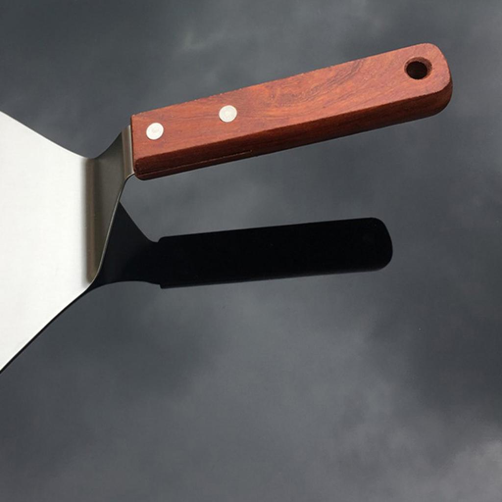 Stainless Steel Pizza Peel Metal Round Pizza Paddle Pizza Spatula with Wood Handle Cake Lifter Transfer Tray Pizza Shovel
