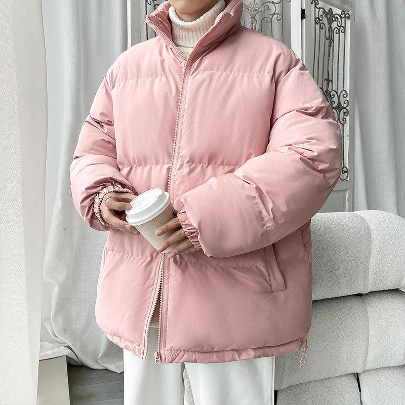 New Men's Solid Color Cotton Jacket, Large Size Bread Jacket, Casual Jacket, Thickened Stand-up Collar Cotton Jacket, Men