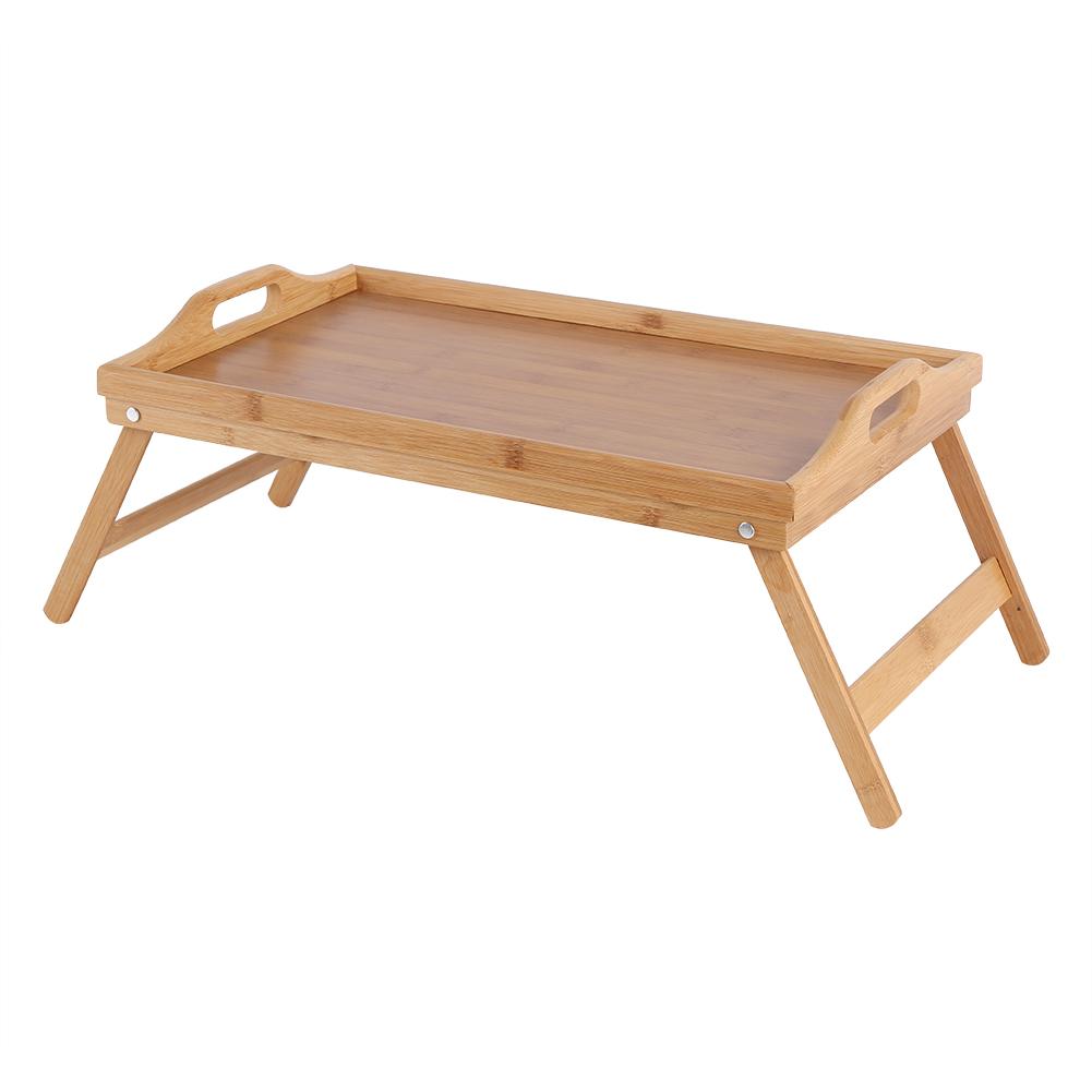 Portable Bamboo Wood Bed Tray Breakfast Laptop Desk Tea Food Serving Table Folding Leg