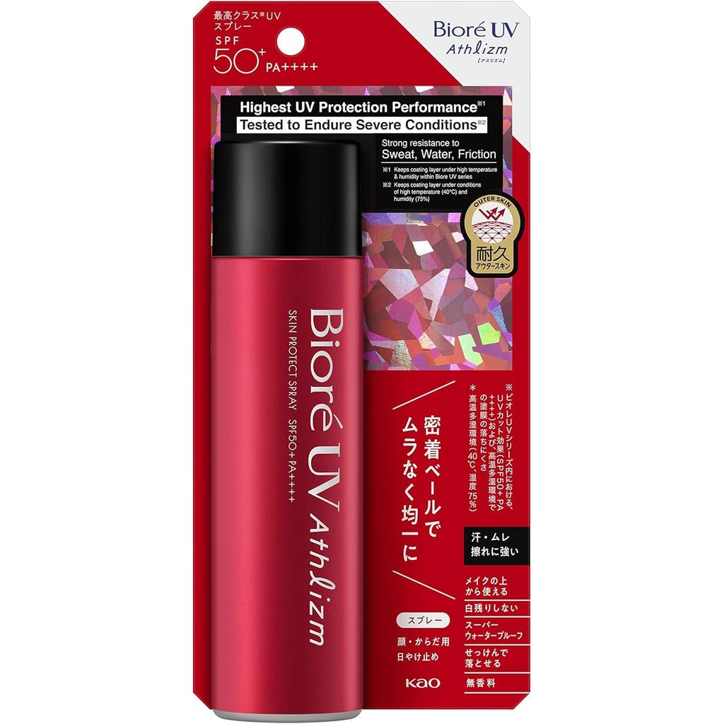 Biore UV Athlizm Skin Protect Spray Sunscreen 90g A UV spray that withstands harsh environments of and SPF50+ / PA++++ transparent, close-fitting 40℃