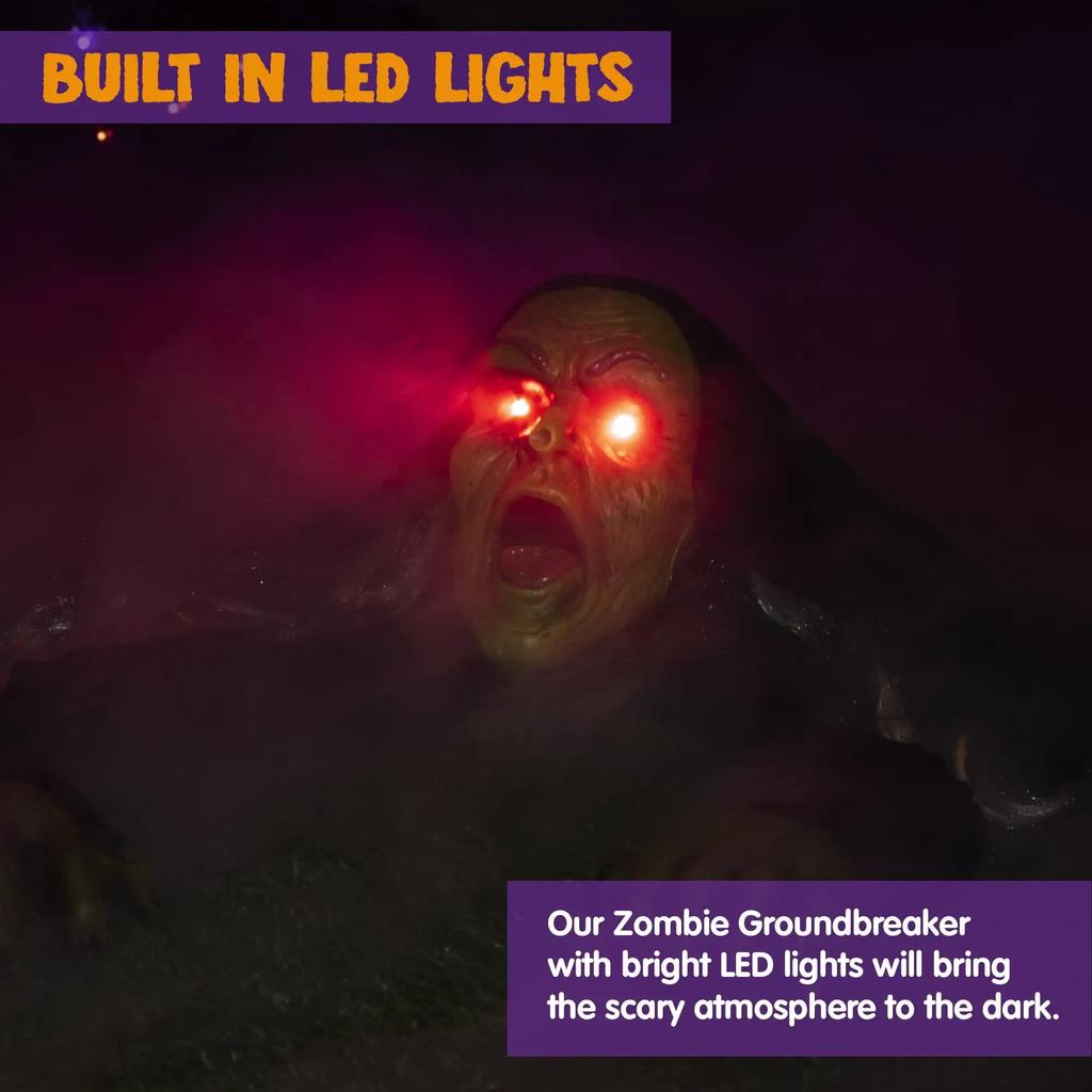 Joyfy 1pc Groundbreaker Halloween Decorations Zombie with Sound and Flashing Eyes Outdoor Scary Halloween Yard Decorations