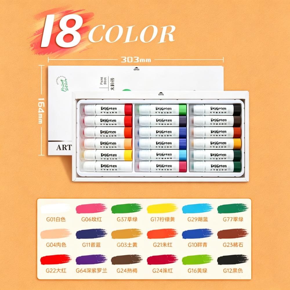Soft Solid 12/18/24 Gouache Paint Sticks Drawing Graffiti Art Crayons Washable Non Toxic for Kids Student Artists Painter