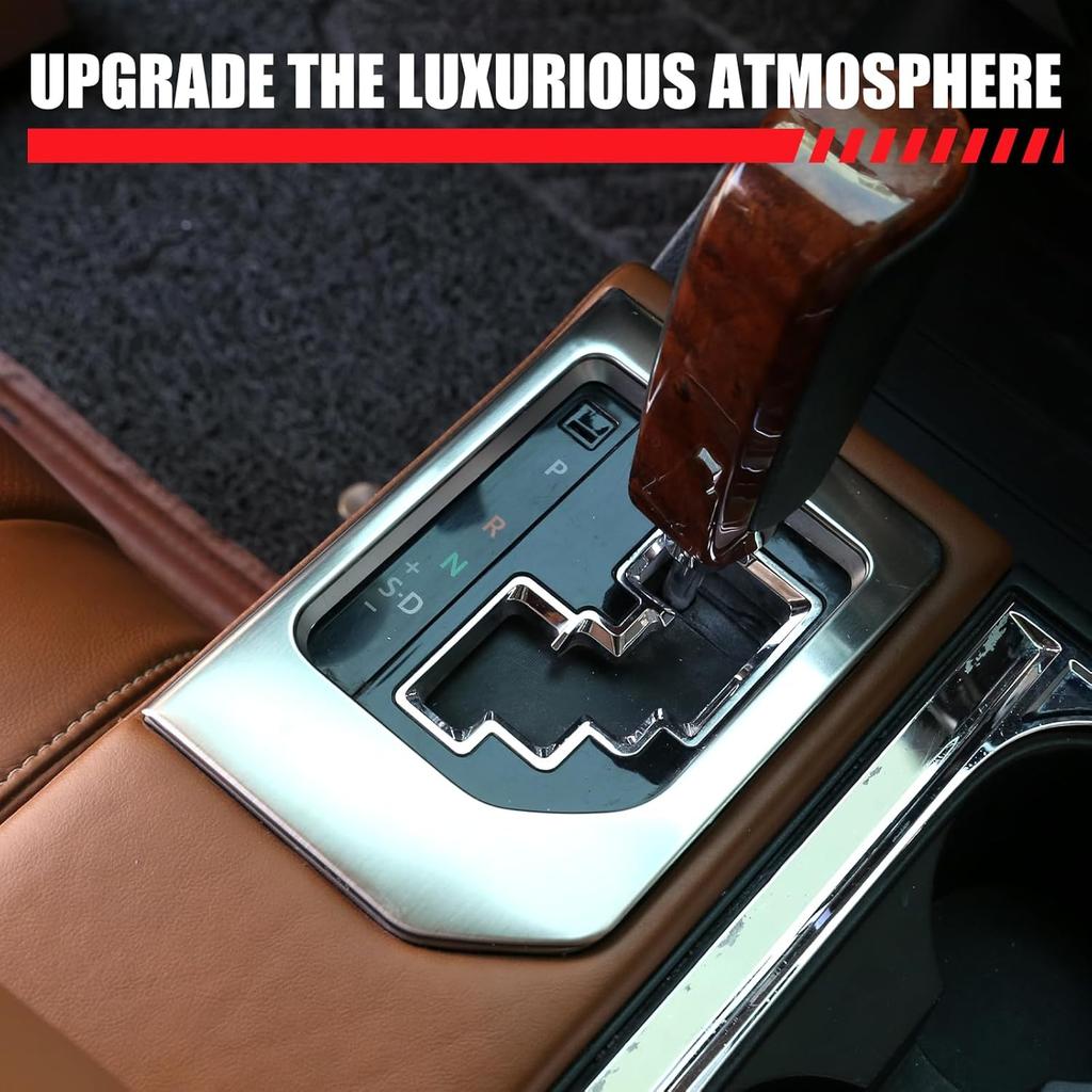 LLKUANG for Toyota Tundra 2014-2021 SUV Stainless Steel Center Console Gear Shift Panel Frame Trim Car Accessories (Silver)