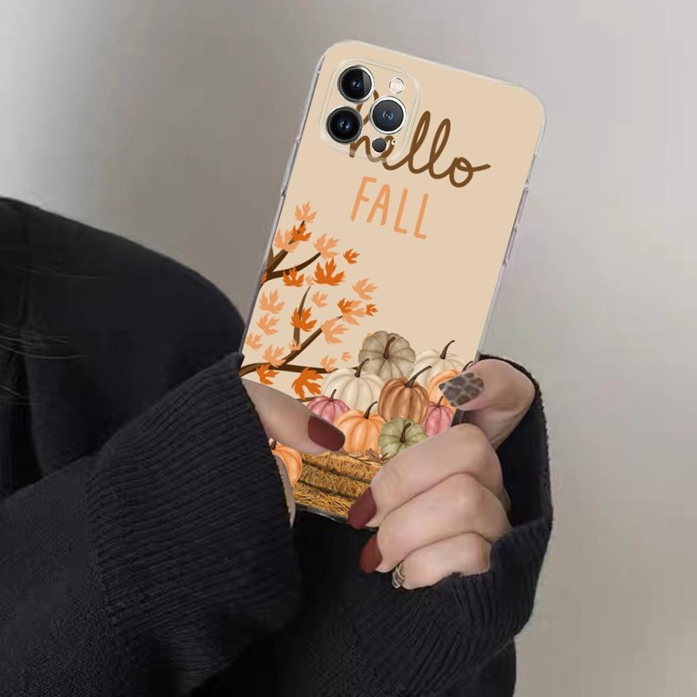 Autumn Leaves Pumpkin Phone Case For IPhone 15 8 7 6 6S Plus X SE 2020 XR XS 14 11 12 13 Mini Pro Max Mobile Case