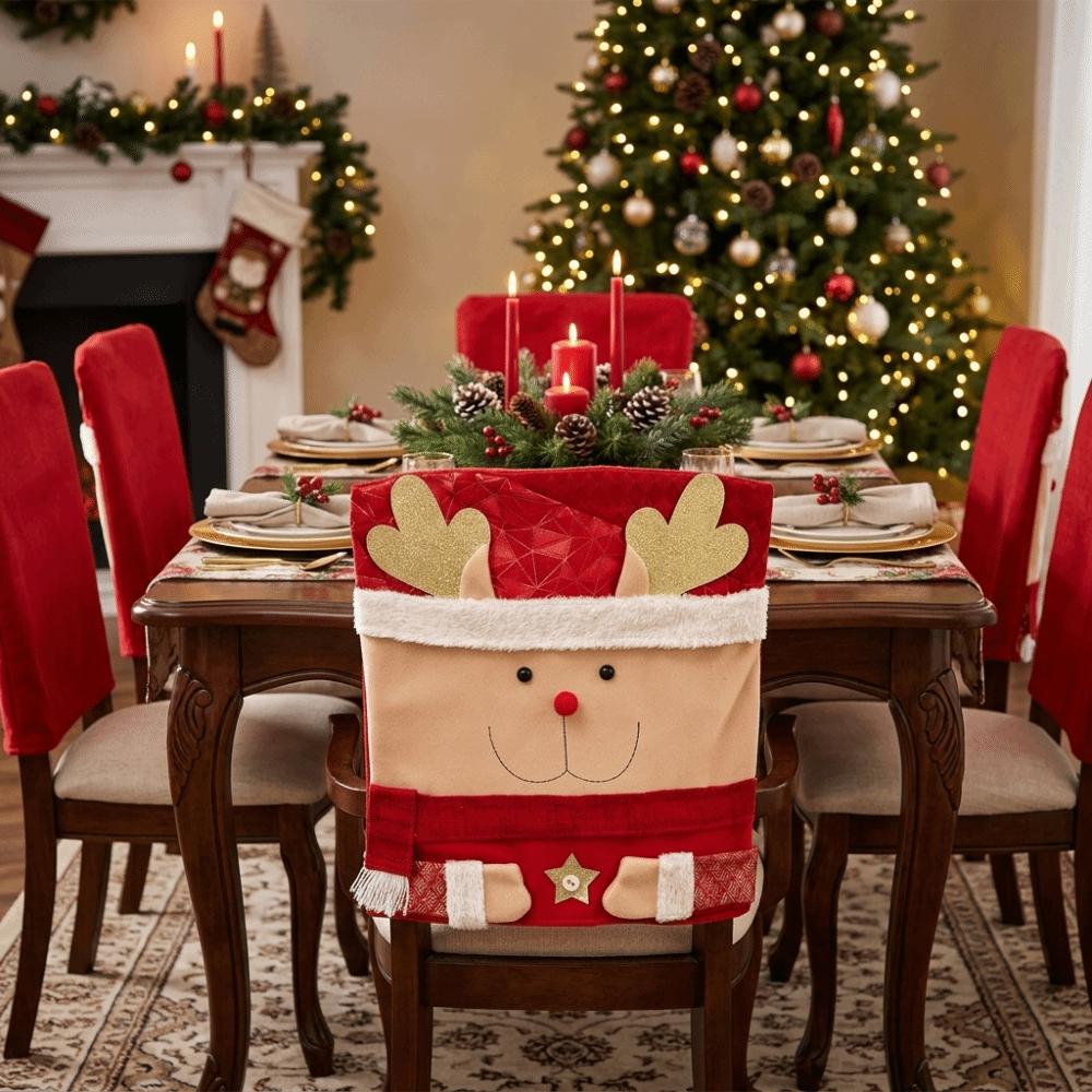 Comfortable Christmas Chair Covers Removable Plush Stool Covers Xmas Dinner Chair Seat Cover Hotel