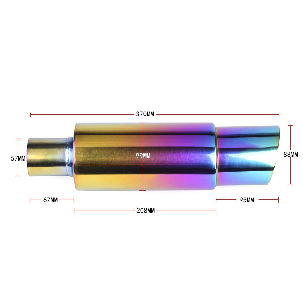 MUTEKI Muffler Tail Throw Exhaust Tailpipe for Light Stainless Easy Universal Fit Cutter, Vehicles, Steel, Installation, Titanium-Look Muffler,