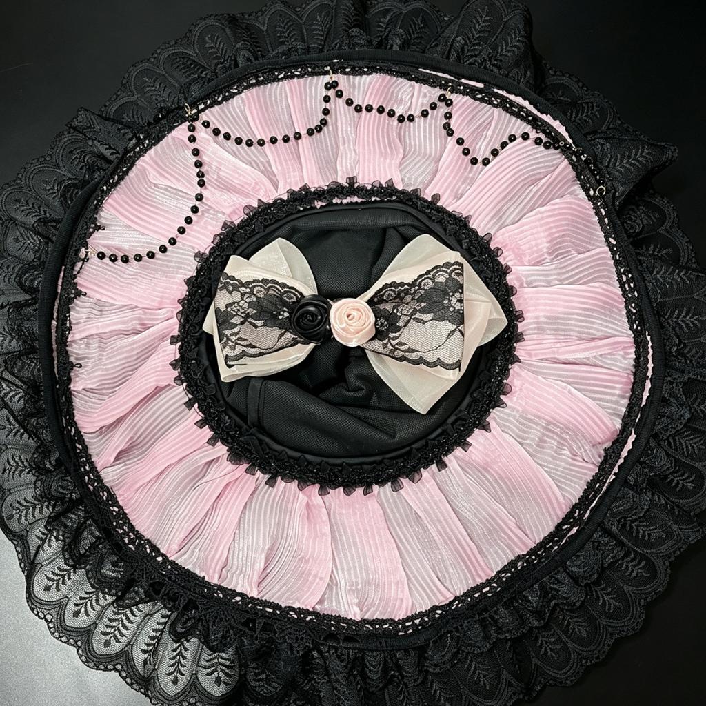 Halloween Witch Hat for Women Lolita Large Brim Witch Hat Cosplay Costume Accessory with Bow Party Decoration for Halloween