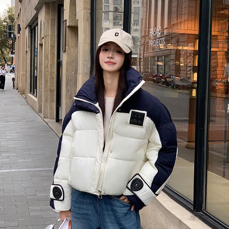 

2024 Женская утолщенная хлопковая куртка в корейском стиле - Модная, свободная, теплая зимняя верхняя одежда Large темно-синий