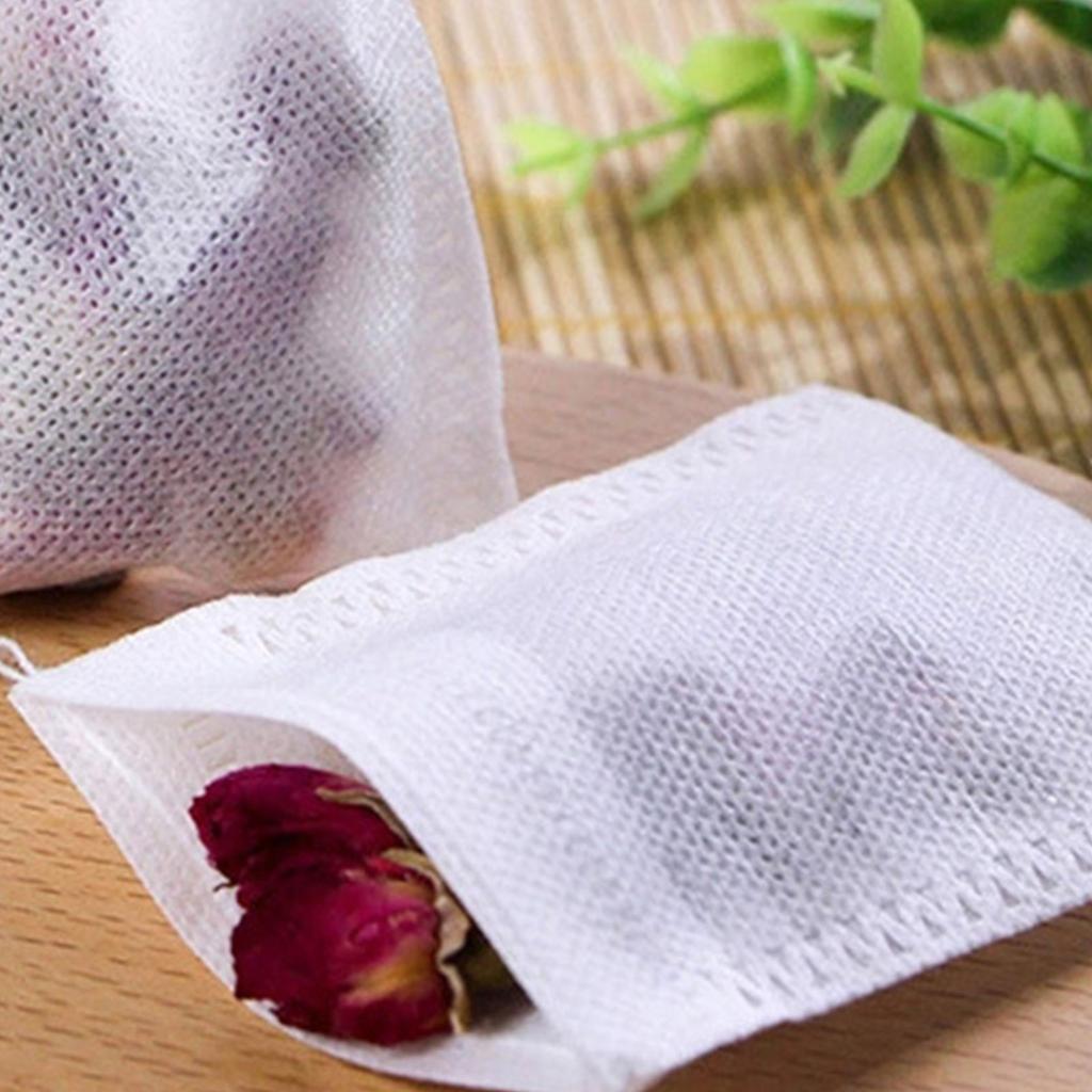 100 ks prázdných čajových sáčků se šňůrkou Ideální pro vaření čajů a koření Všestranné sáčky na sypaný čaj, koření a další