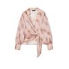 Spring New Women's Clothing Commute Style Print Long Sleeves Lapel Metallic Knot Shirt 2460146
