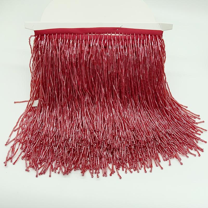 Factory Directly Supply High Quality 15cm 20cm Handmade Crystal Glass Seed Beaded Fringe Tassel Trim