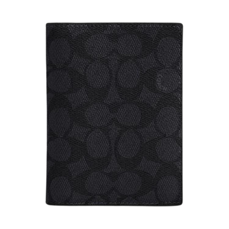 Coach Passport Case 11 Classic Print Coated Canvas Card Holder Unisex Accessories Black CW170-QBMI5 Basic Set (Bag+Dust Bag)