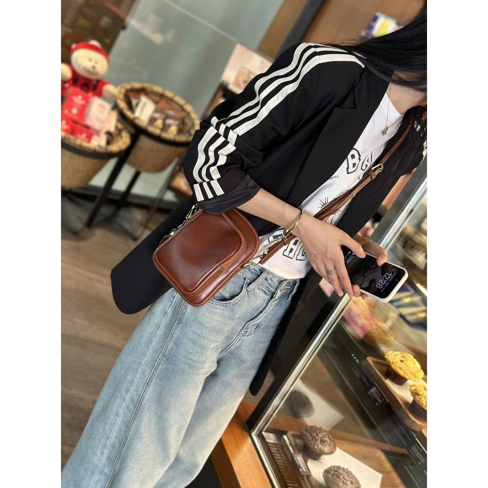 Leather Vertical Mobile Phone Bag Women's New Soft Leather Messenger Bag Versatile Shoulder Women's Bag Mini Women's Bag