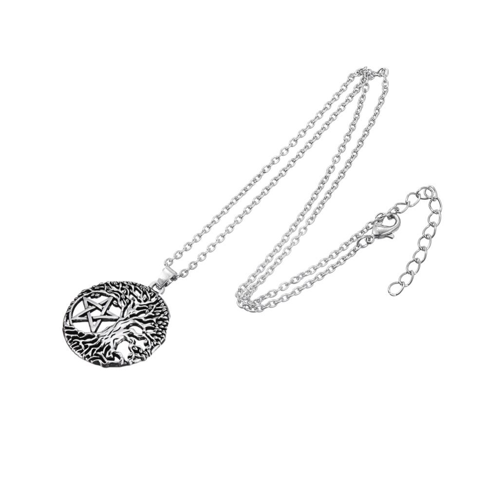 Teamer Vintage Tree of Life Yggdrasil Pentacle Amulet Star of David Viking Tunes Portugal Necklace Pendant Antique Silver Color