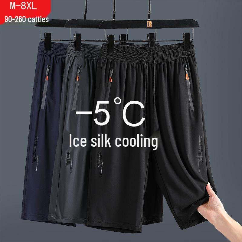 Męskie szorty sportowe Capri z nadrukiem błyskawic, szybkoschnące, z lodowego jedwabiu, rozmiar plus