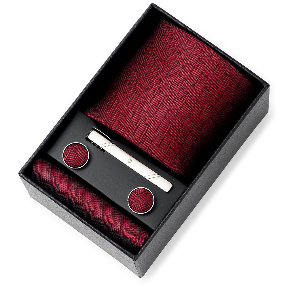 Men'S Tie Net Color Striped Jacquard Yarn Business Professional Tie Set Men'S Gift Box